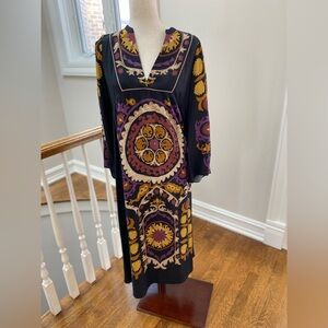 ba&sh Black Dress with Purple and Gold Patterns